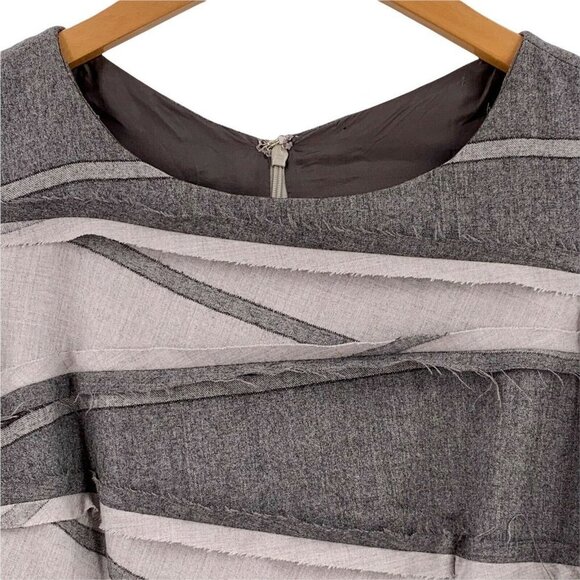 Rena Lange Gray Wool Feather Flannel Avant Garde Sheath Dress Size 4 - Picture 5 of 8